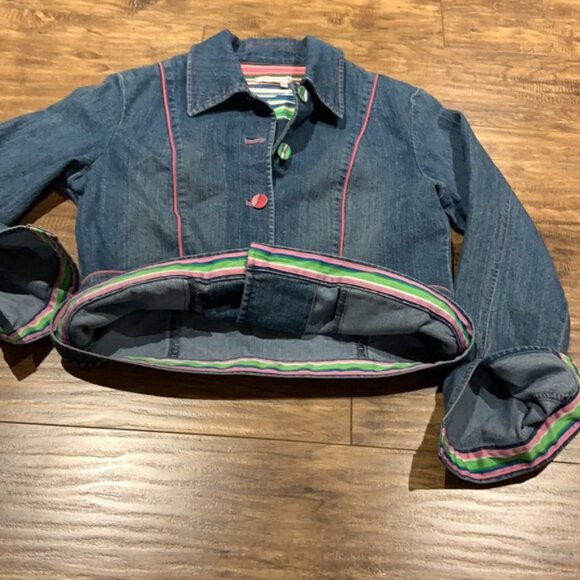 SPANNER jean jacket with pink trim and striped buttons - Picture 8 of 8